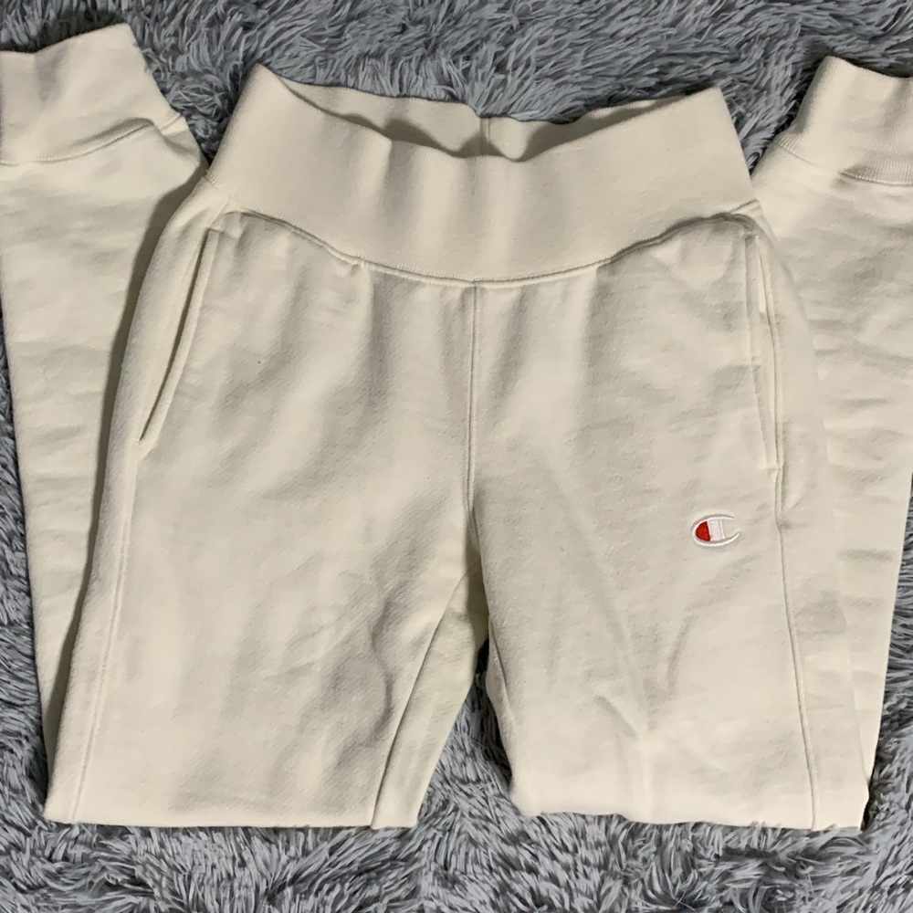 reverse weave cream champion joggers
